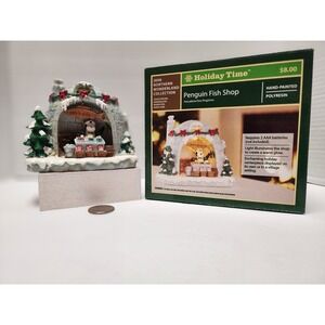 Holiday Time Penguin Fish Shop village light‎ up piece